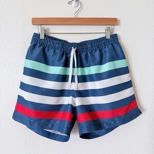 Chubbies Men’s ‘The Me Likey The Stripey’ 5.5”Sz L Lined Swim Trunk Blue Striped